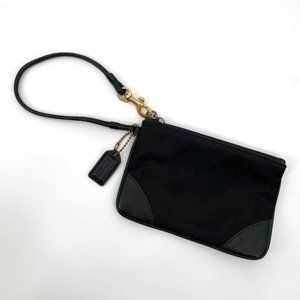 COACH Satin Leather Wristlet Wallet Clutch Black